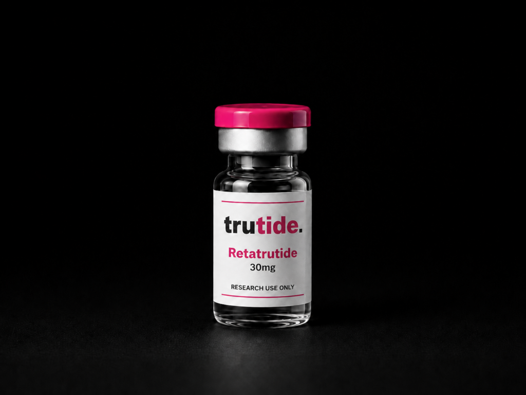 Retatrutide research peptide lyophilised powder vial